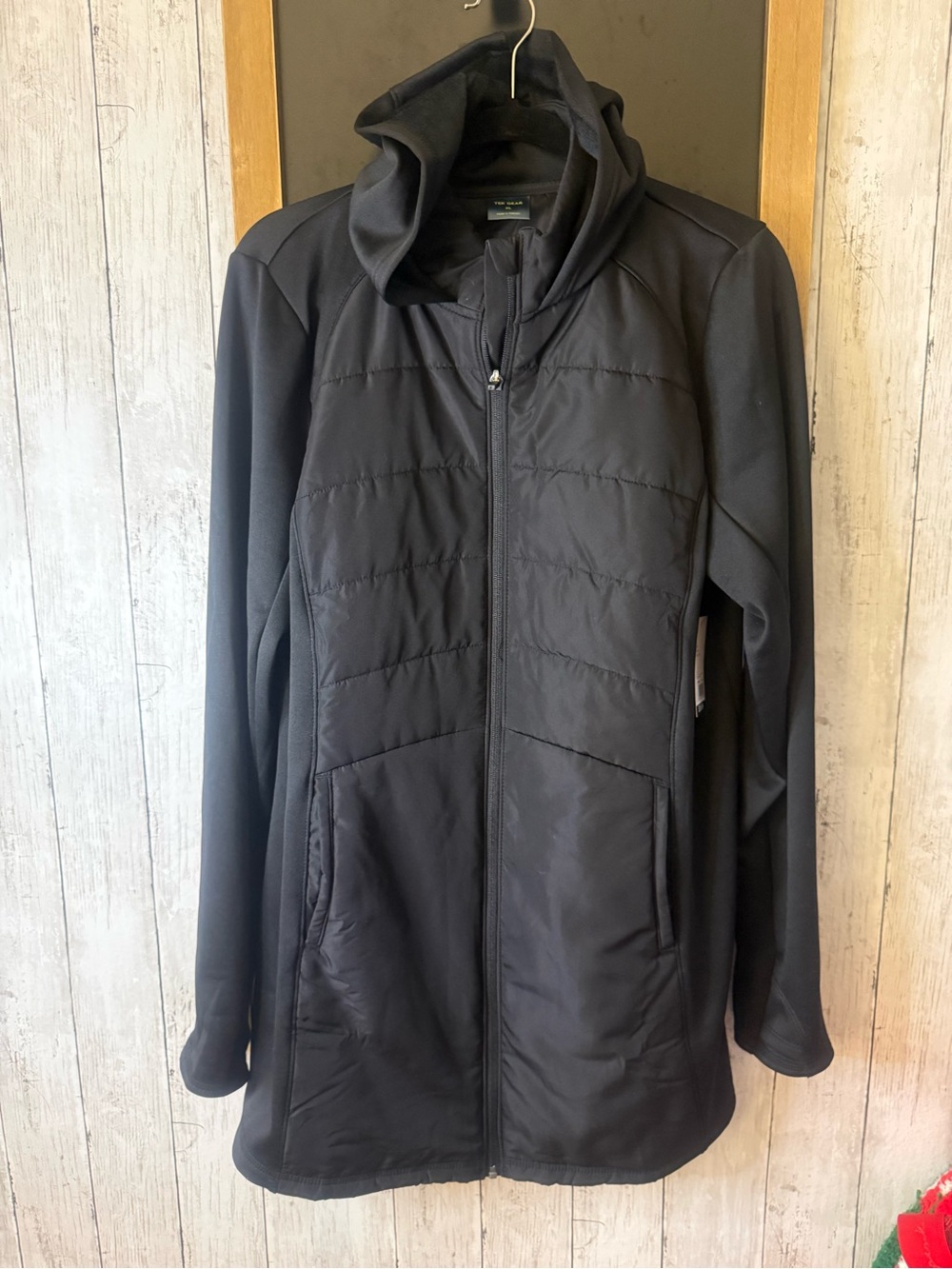 NWT Tell Gear Hybrid Quilted Women’s Full Zip Hoodie Jacket Black XL